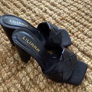 Black block heeled sandals